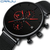 Image of CRRJU Mens Watches Luxury Sport Wrist Watch Unique Design Stainless Steel Auto Date Mesh Strap Men Fashion Casual Quartz Watches Shopping