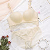 Image of Comfortable Gathering Sexy Underwear Suit push up bra Ring-free lace edge massage palm cup bra+set lingerie femme 75C 80C 85C Shopping