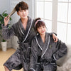 Image of Winter Thick Warm Female Coral Fleece Kimono Robe Lovers Couple Nightgown Bath Gown Sleepwear Men Large Nightwear M L XL XXL 3XL Shopping