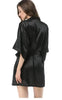 Image of New Black Chinese Women's Faux Silk Robe Bath Gown Hot Sale Kimono Yukata Bathrobe Solid Color Sleepwear S M L XL XXL NB032 Shopping