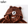 Image of Unisex Bear Kigurumis Zipper Animal Onesie Women Men Adult Couple Funny Jumpsuit Flannel Warm Soft Cartoon Winter Sleepwear Shopping