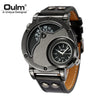 Image of Oulm Designer Brand Luxury Watches For Men Dual Time Quartz Watch Casual Man Leather Watch Sport Male Clock relogio masculino Shopping