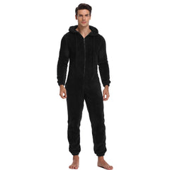 Men Winter Warm Teddy Fleece Stitch Onesie Fluffy Sleepwear One Piece Sleep Lounge Pajama Jumpsuits Hooded Onesies For Adult Men Shopping