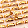 Image of 50 Pcs/lot 6mm Classic Fashion Golden Stainless Steel Rings Wedding Lover Ring For Men Women Spherical Surface Polished inside Shopping