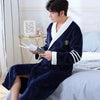 Image of Men Casual Kimono Bathrobe Autumn Winter Flannel Long Robe Thick Warm Sleepwear Plus Size 3XL Nightgown Male Loose Home Wear Shopping