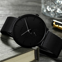 Ultra Thin Creative Black Stainless steel Quartz Watches Men Simple Fashion Business Japan Wristwatch Clock Male Relogios