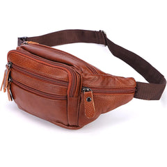 Fashion Men Genuine Leather Fanny Bag for Phone Pouch Male Leather Messenger Bags Brand Fanny Pack Male Travel Waist Bag Men Shopping