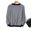 Image of 2022 Autumn Winter Long Sleeve Striped Pullover Women Sweater Knitted Sweaters O-Neck Tops Korean Pull Femme Jumper Female White Shopping