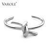 Image of VAROLE New Knotted Rope Summer Cuff Bangle Gold Color Stainless Steel Bracelets & Bangles for Women Manchette Pulseras Masculina Shopping