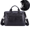 Image of Black Men Genuine Leather Handbags Large Leather 14" Laptop Messenger Bags Business Men's Travel Bags Shoulder Bags Briefcase Shopping