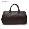 Image of Luxury Genuine Leather Men Women Travel Bag Cow Leather Carry On Luggage Bag Travel Shoulder Bag Male Female Weekend Duffle Bag Shopping