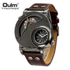 Image of Oulm Designer Brand Luxury Watches For Men Dual Time Quartz Watch Casual Man Leather Watch Sport Male Clock relogio masculino Shopping