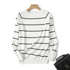 Image of 2022 Autumn Winter Long Sleeve Striped Pullover Women Sweater Knitted Sweaters O-Neck Tops Korean Pull Femme Jumper Female White Shopping