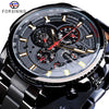 Image of Forsining Three Dial Calendar Stainless Steel Men Mechanical Automatic Wrist Watches Top Brand Luxury Military Sport Male Clock Shopping