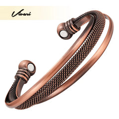 Vivari Antique Fashion Magnetic 100% Pure Copper Bangle Bracelets for Women Multiple Layers Health  Jewelry Wristband Charm Shopping