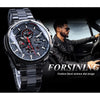 Image of Forsining Three Dial Calendar Stainless Steel Men Mechanical Automatic Wrist Watches Top Brand Luxury Military Sport Male Clock Shopping