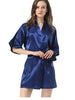 Image of New Black Chinese Women's Faux Silk Robe Bath Gown Hot Sale Kimono Yukata Bathrobe Solid Color Sleepwear S M L XL XXL NB032 Shopping