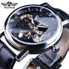 Image of Winner Transparent Golden Case Luxury Casual Design Brown Leather Strap Mens Watches Top Brand Luxury Mechanical Skeleton Watch Shopping