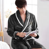 Image of Men Casual Kimono Bathrobe Autumn Winter Flannel Long Robe Thick Warm Sleepwear Plus Size 3XL Nightgown Male Loose Home Wear Shopping