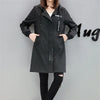 Image of Trench Coat Womens 2022 Spring Autumn Hoodies Tops Slim Students Baseball Clothes Medium length Windbreaker Coats Lady Outerwear Shopping