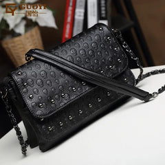 JIEROTYX England Style Skull Women Crossbody Bag Leather Small Skull Shoulder Bag Chain Luxury Clutch Women Bags Designer Drop Shopping