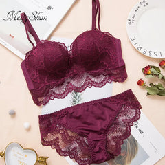 Comfortable Gathering Sexy Underwear Suit push up bra Ring-free lace edge massage palm cup bra+set lingerie femme 75C 80C 85C Shopping