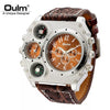 Image of OULM Watch Men Quartz Sport Leather Strap Watches Big Dial Military Wristwatch Mens Clock Compass Decoration reloj hombre 2023 Shopping