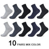 Image of 10 Pairs/Lot Men's Bamboo Fiber Socks 2023 New Compression Autumn Long Black Business Casual Man Dress Sock Gift Plus Size 42-45 Shopping