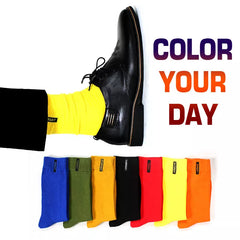 New Men's Colored Cotton High Quality Solid Color Business Casual Week Long Socks 7 Pair Shopping