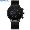 Image of CRRJU Mens Watches Luxury Sport Wrist Watch Unique Design Stainless Steel Auto Date Mesh Strap Men Fashion Casual Quartz Watches Shopping