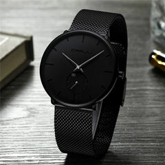 Ultra Thin Creative Black Stainless steel Quartz Watches Men Simple Fashion Business Japan Wristwatch Clock Male Relogios Shopping