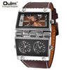 Image of New Men Dual Display Sports Watches Oulm Men Watch Fold Big Size Fashion Outdoor Clock Leather Quartz Watch Relogio Masculino Shopping