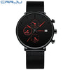 Image of CRRJU Mens Watches Luxury Sport Wrist Watch Unique Design Stainless Steel Auto Date Mesh Strap Men Fashion Casual Quartz Watches Shopping