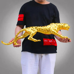 Modern Abstract Gold Panther Sculpture Geometric Resin Leopard Statue Wildlife Decor Gift Craft Ornament Accessories Furnishing Shopping