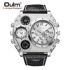 Image of OULM Watch Men Quartz Sport Leather Strap Watches Big Dial Military Wristwatch Mens Clock Compass Decoration reloj hombre 2023 Shopping