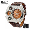 Image of OULM Watch Men Quartz Sport Leather Strap Watches Big Dial Military Wristwatch Mens Clock Compass Decoration reloj hombre 2023 Shopping