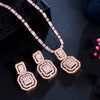 Image of CWWZircons Shiny Baguette Cubic Zirconia Wedding Bridal Party Necklace Earrings Fashion Gold Color Jewelry Sets Accessories T583 Shopping