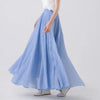 Image of High Quality Cotton Linen Maxi Skirt Womens Casual Elastic High Waist Pleated A-Line Beach Skirts Boho Saia Feminina Faldas Jupe Shopping