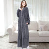 Image of Women Winter Extra Long Thick Warm Bath Robe Plus Size Zipper Luxury Flannel Peignoir Pregnant Bathrobe Men Coral Fleece Robes Shopping