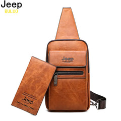 JEEP BULUO Brand Fashion Sling Bags High Quality Men Bags Split Leather Large Size Shoulder Crossbody Bag For Young Man Shopping