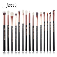 Jessup Makeup Brushes Set 15pcs Make up Brush Tools kit Eye Liner Shader natural-synthetic hair Rose Gold/Black T157 Shopping