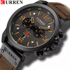 CURREN Mens Watches Top Luxury Brand Waterproof Sport Wrist Watch Chronograph Quartz Military Genuine Leather Relogio Masculino Shopping