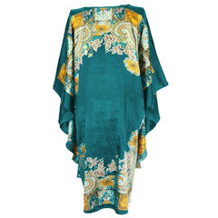 Sexy Female Silk Rayon Robe Bath Gown Nightgown Summer Casual Home Dress Printed Loose Sleepwear Plus Size Nightwear Bathrobe