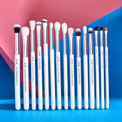 Jessup Professional Makeup Brushes Set 15pcs Make up Brush Pearl White/Silver Tools kit Eye Liner Shader natural-synthetic hair