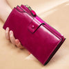 Image of RFID Blocking Genuine Leather Women Wallet Long Lady Leather Purse Brand Design Luxury Oil Wax Leather Female Wallet Coin Purse Shopping