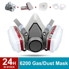 6200 Respirator Gas Mask Set Vehicle Painting Spray Cartridge Box 6001/6002 Orgainc Acid Vapors 5N11 Filters Dust-proof Mining Shopping