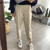 Image of BGTEEVER Winter Thicken Women Pencil Pants Wool Pants Female Autumn High Waist Loose Trousers Capris Soft Good Fabric Shopping