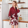 Image of Fashion Women's Summer Mini Kimono Robe Lady Rayon Bath Gown Yukata Nightgown Sleepwear Sleepshirts Pijama Mujer Size M-XXL Shopping