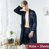 Image of Men Robe Set Satin Loose Kimono Bathrobe Gown Sexy Long Sleeve Autumn Sleepwear Nightgown Bridegroom Wedding Intimate Lingerie Shopping