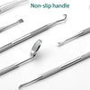 Image of 6Pcs Stainless Dental Tool Set Dentist Tooth Clean Hygiene Picks Mirror Kit Oral Health Tooth Cleaning Inspection Tartar Cleaner Shopping